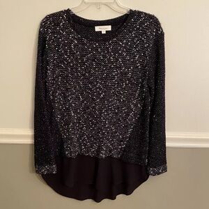 Two by Vince Camuto Black and White Tweed Top-Small